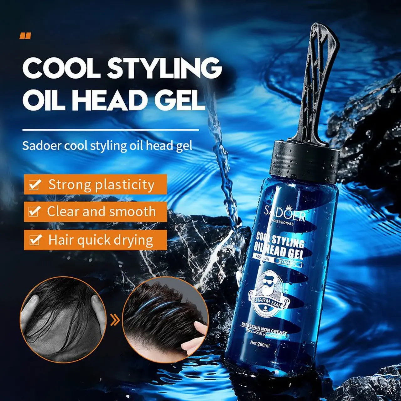 Gel Fuerte con Ajuste de Cera – Estilo Duradero, Acabado Profesional (280 ml)
