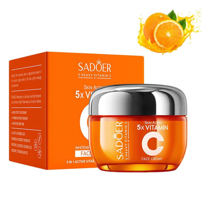 Crema Facial Blanqueadora Iluminadora 5 en 1 con Vitamina C Activa + Niacinamida – Piel Radiante en Cada Aplicación