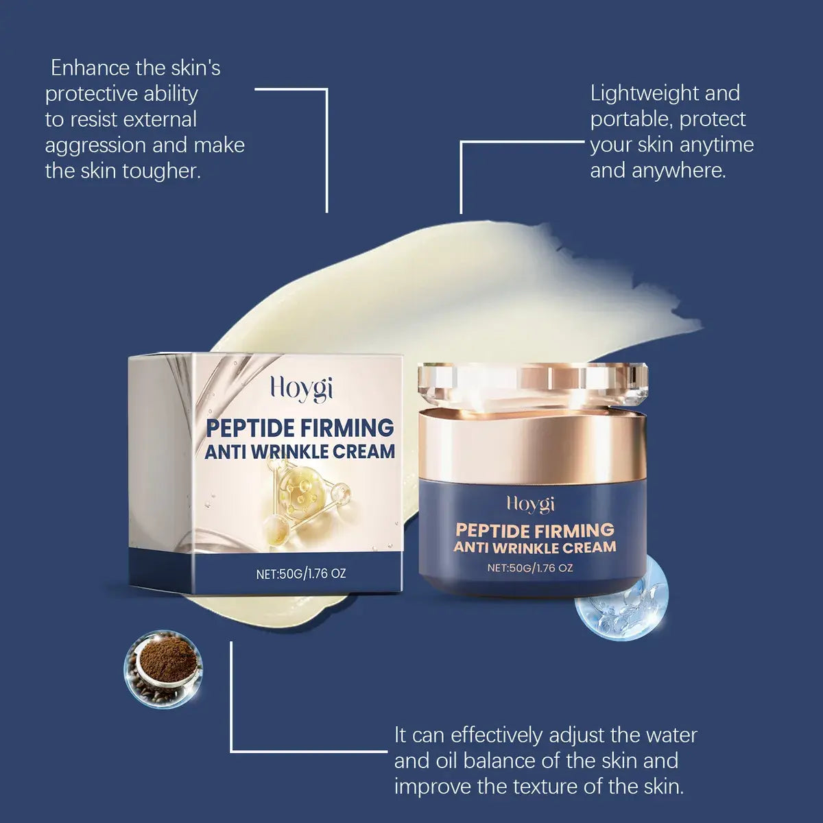 Hoygi Crema Reafirmante Antiarrugas con Péptidos – 50g