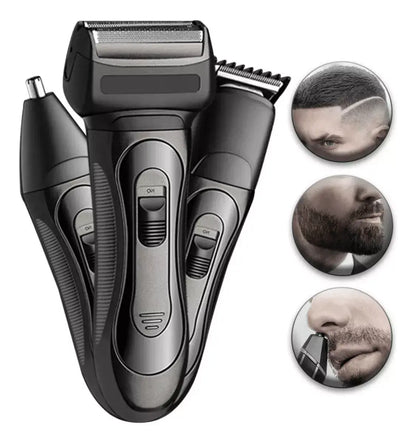Rasuradora Eléctrica 3 en 1 para Barba, Nariz y Cabello