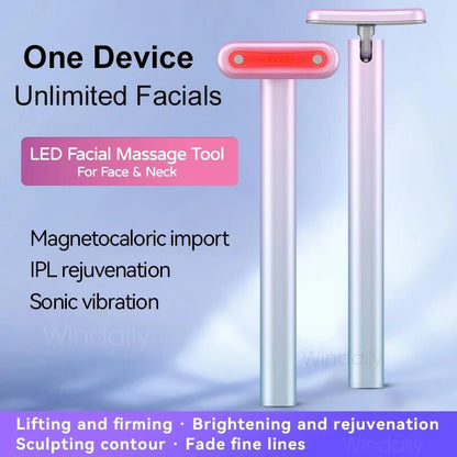 Masajeador Facial 4 en 1 con Luz Roja LED – El Secreto de un Rostro Radiante