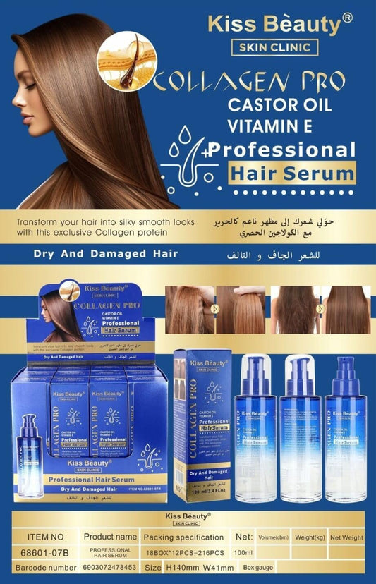 Sérum Capilar con Aceite de Ricino y Vitamina E 100ML – KISS BEAUTY Reparación y Fuerza Intensiva