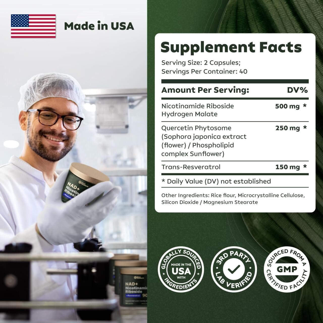 Suplemento NAD Suplemento MNM Alternativa – Ribosida de nicotinamida liposomal, resveratrol, quercetina