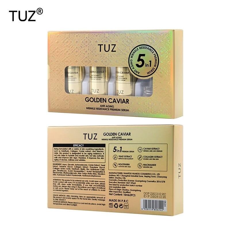 SERUM PREMIUM PARA LAS ARRUGAS PERSISTENTES CON EXTRACTO DE LEVADURA Y CAVIAR 5 EN 1 3X10ML TUZ