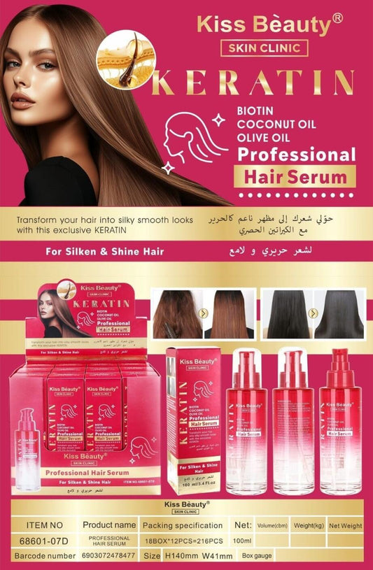 Sérum Capilar con Aceites de Coco, Oliva y Biotina 100ML – KISS BEAUTY Nutrición y Brillo Intenso